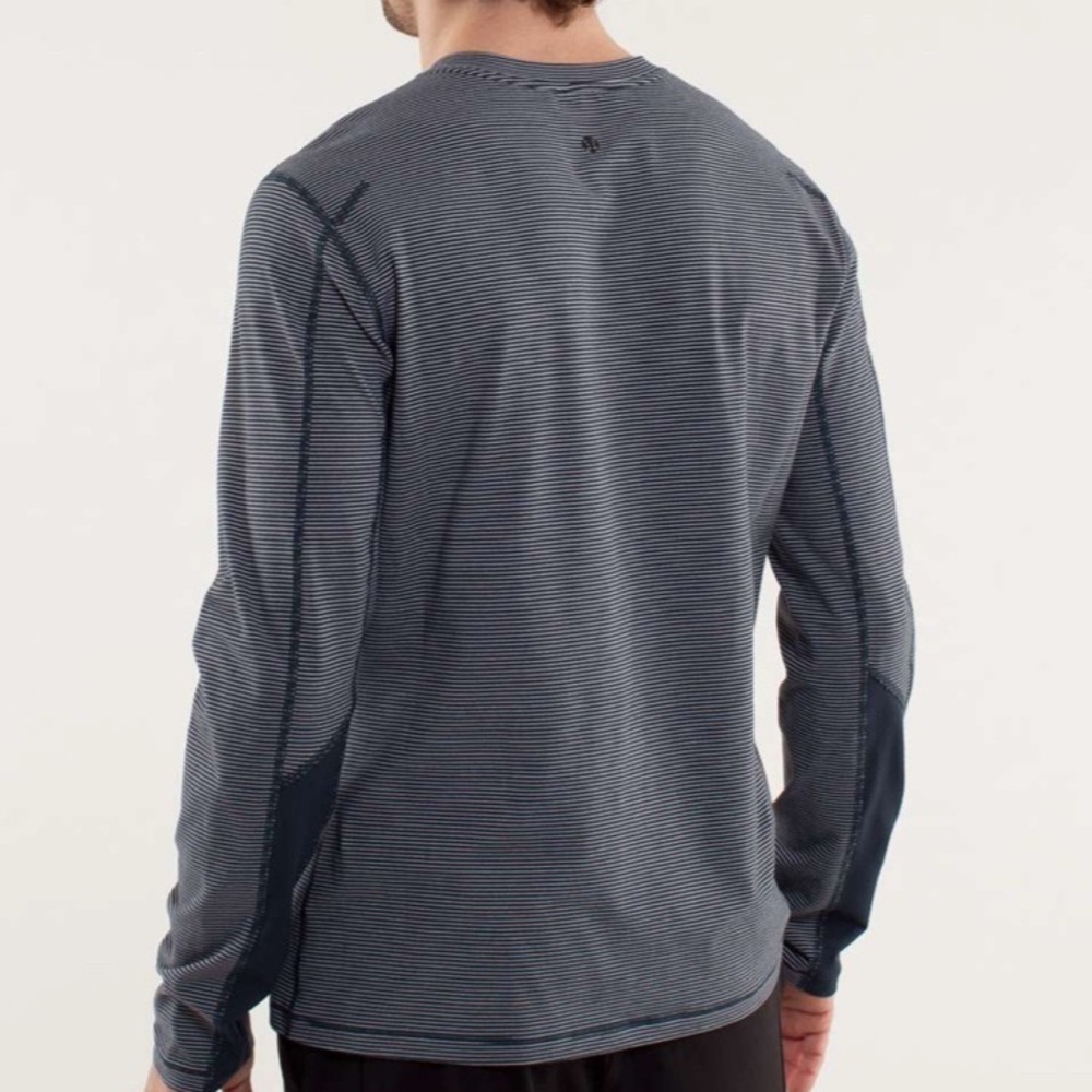 Lululemon Speed Long Sleeve Smallish Stripe Black Heathered Smooth Silver XL? - Picture 2 of 5